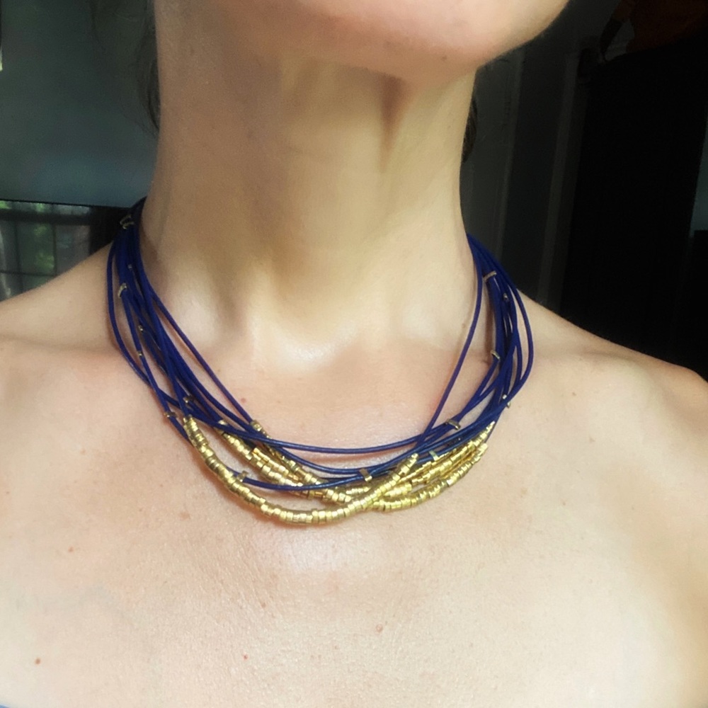 ONLY NECKLACE AVAIK: SAI BRAZIL 18k gold pltd leather cord necklace